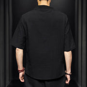 Buddha Stones Casual Summer Half Sleeve Shirt Cotton Men Clothing - image 11