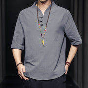 Buddha Stones Casual Summer Half Sleeve Shirt Cotton Men Clothing - image 21