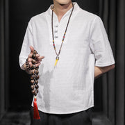 Buddha Stones Casual Summer Half Sleeve Shirt Cotton Men Clothing - image 5