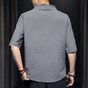 Buddha Stones Casual Summer Half Sleeve Shirt Cotton Men Clothing - image 19