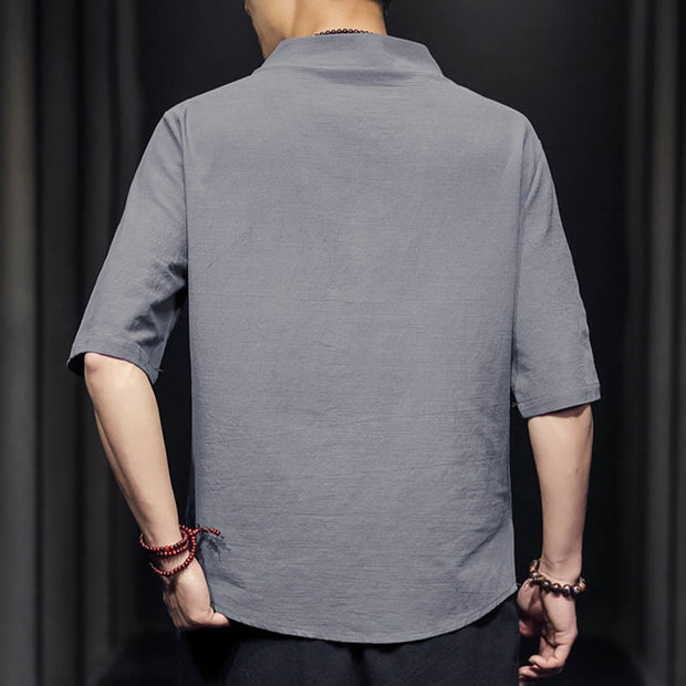 Buddha Stones Casual Summer Half Sleeve Shirt Cotton Men Clothing - image 19