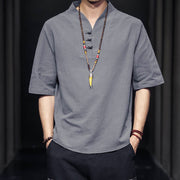 Buddha Stones Casual Summer Half Sleeve Shirt Cotton Men Clothing - image 18