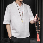 Buddha Stones Casual Summer Half Sleeve Shirt Cotton Men Clothing - image 8
