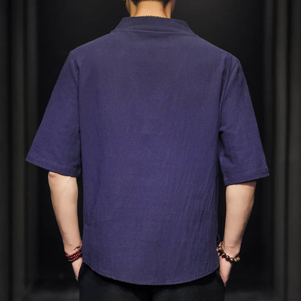 Buddha Stones Casual Summer Half Sleeve Shirt Cotton Men Clothing - image 27