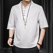 Buddha Stones Casual Summer Half Sleeve Shirt Cotton Men Clothing - image 6