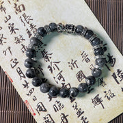 Buddha Stones Black Glitter Stone PiXiu Power Bracelet