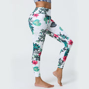 Buddha Stones Flowers Leaves Dandelions Pineapples Print Sports Fitness High Waist Leggings Women's Yoga Pants