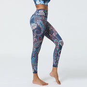 Buddha Stones Flowers Feathers Sun Moon Print Sports Fitness Yoga High Waist Leggings Women's Pants