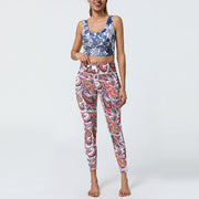 Buddha Stones Flowers Feathers Sun Moon Print Sports Fitness Yoga High Waist Leggings Women's Pants