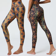 Buddha Stones Flowers Geometric Mandalas Print Sports Fitness Yoga High Waist Leggings Women's Pants