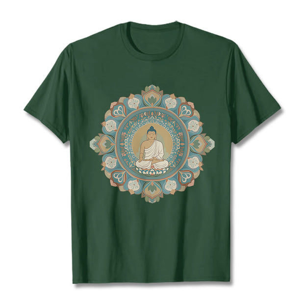 Buddha Stones Mandala Flower Buddha Tee T-shirt