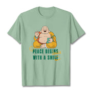 Buddha Stones Peace Begins With A Smile Tee T-shirt