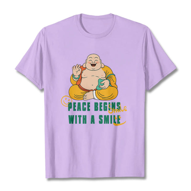 Buddha Stones Peace Begins With A Smile Tee T-shirt