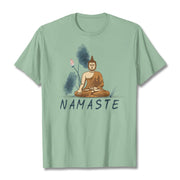 Buddha Stones NAMASTE Buddha Lotus Leaf Tee T-shirt