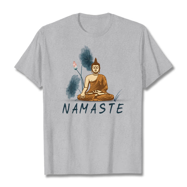 Buddha Stones NAMASTE Buddha Lotus Leaf Tee T-shirt