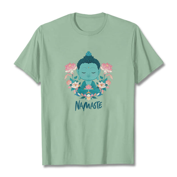 Buddha Stones NAMASTE Buddha Lotus Meditation Tee T-shirt