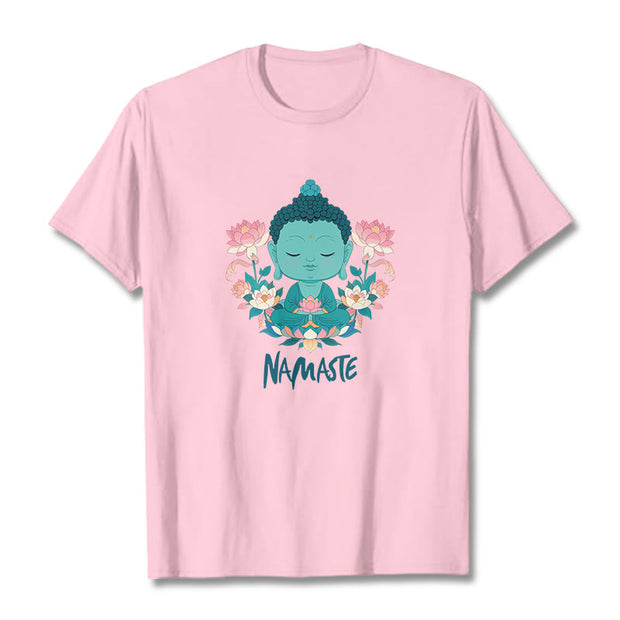 Buddha Stones NAMASTE Buddha Lotus Meditation Tee T-shirt