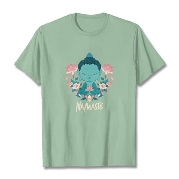 Buddha Stones NAMASTE Buddha Lotus Meditation Tee T-shirt