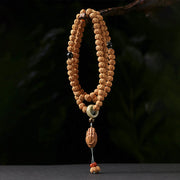 Buddha Stones Bodhi Seed Three-eyed Dzi Bead Buddha Hand Charm Wealth Bracelet