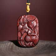 Buddha Stones Small Leaf Red Sandalwood Nine Tailed Fox Pattern Longevity Necklace Pendant (Extra 35% Off | USE CODE: FS35) - Small Leaf Red Sandalwood - image 0