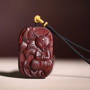 Buddha Stones Small Leaf Red Sandalwood Nine Tailed Fox Pattern Longevity Necklace Pendant (Extra 35% Off | USE CODE: FS35) - image 8