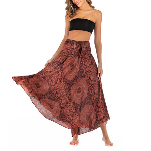 Buddha Stones Two Style Wear Boho Compass Rose Flower Skirt Dress