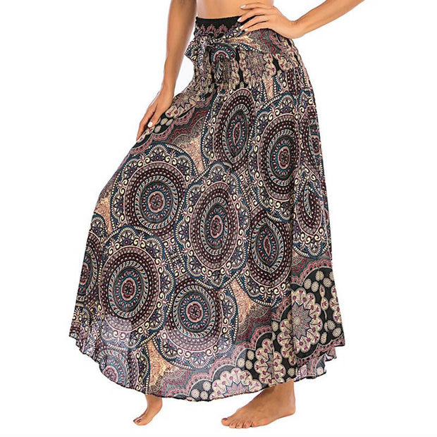 Buddha Stones Two Style Wear Bohemian Mandala Flower Lace-up Skirt Dress