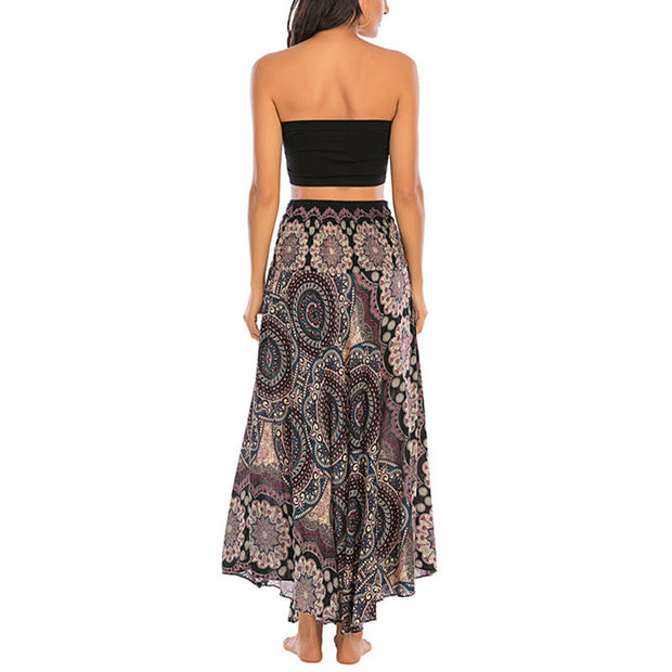 Buddha Stones Two Style Wear Bohemian Mandala Flower Lace-up Skirt Dress