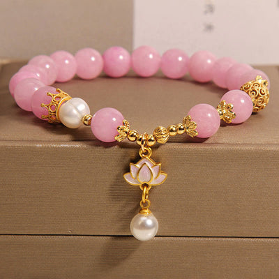 FREE Today: Self-Love And Acceptance Pink Jade Pearl Lotus Charm Bracelet