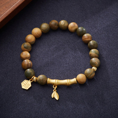 FREE Today: Happiness Blessing Green Sandalwood Fu Character Bamboo Bracelet