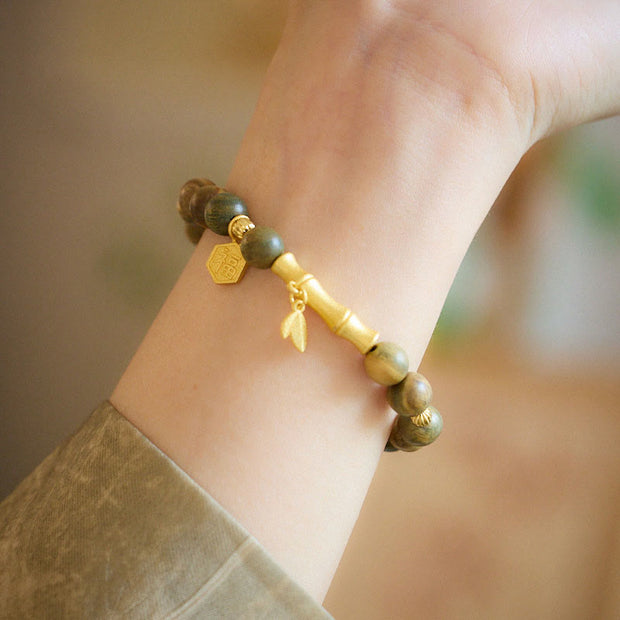 FREE Today: Happiness Blessing Green Sandalwood Fu Character Bamboo Bracelet