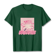 Buddha Stones BREATHE Pink Lotus Flower Tee T-shirt