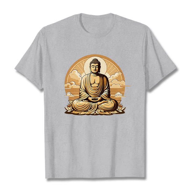 Buddha Stones Sun Auspicious Clouds Buddha Tee T-shirt