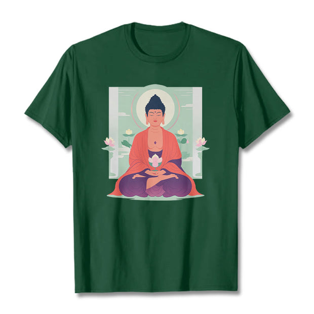 Buddha Stones Lotus Meditation Buddha Tee T-shirt