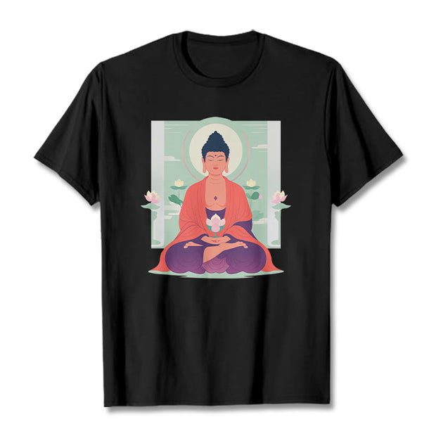 Buddha Stones Lotus Meditation Buddha Tee T-shirt