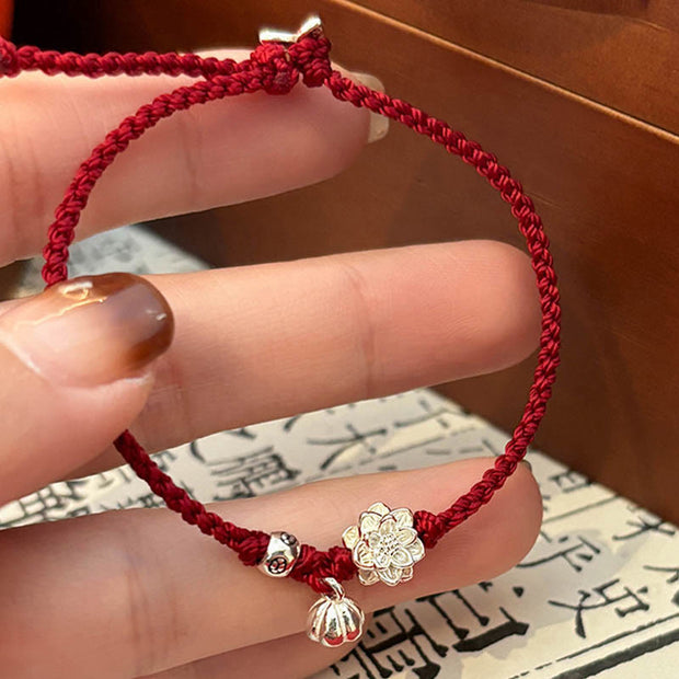 FREE Today: Purity And Enlightenment Handmade Lotus Flower Braid Red Rope Bracelet