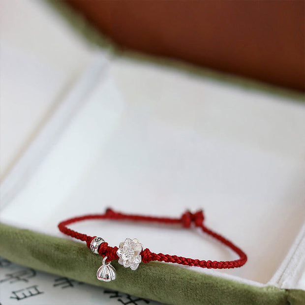 FREE Today: Purity And Enlightenment Handmade Lotus Flower Braid Red Rope Bracelet