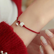 FREE Today: Purity And Enlightenment Handmade Lotus Flower Braid Red Rope Bracelet