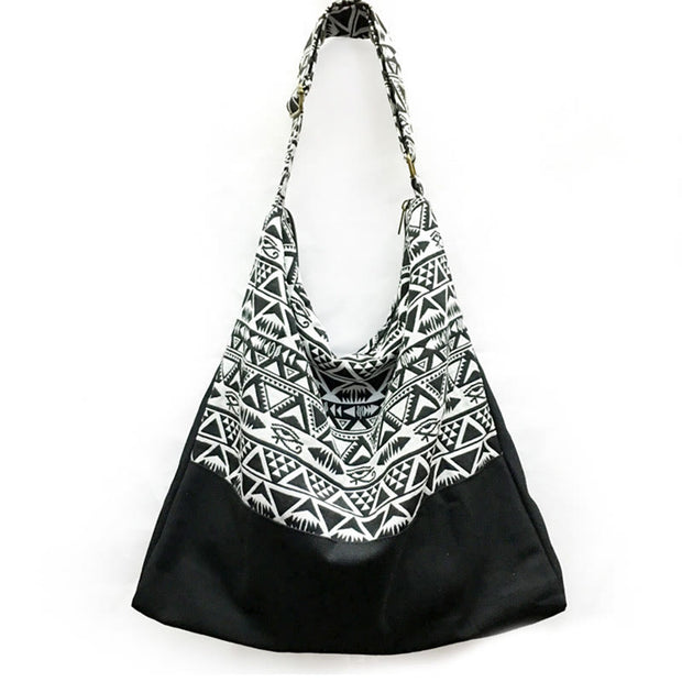 Buddha Stones Cotton Triangle Pattern Crossbody Bag Shoulder Bag