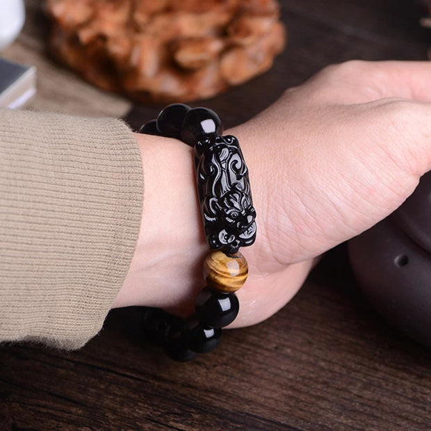 FREE Today: Strength And Protection Natural Black Obsidian PiXiu Tiger's Eye Bracelet FREE FREE 4