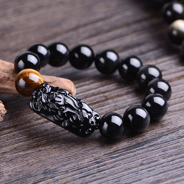 FREE Today: Strength And Protection Natural Black Obsidian PiXiu Tiger's Eye Bracelet FREE FREE 2