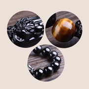 FREE Today: Strength And Protection Natural Black Obsidian PiXiu Tiger's Eye Bracelet FREE FREE 13