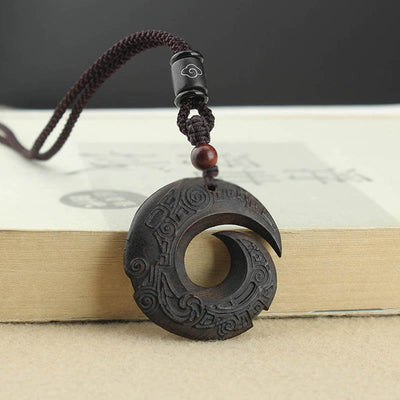 FREE Today: One's Luck Improves Design Ebony Wood Sandalwood Necklace Pendant