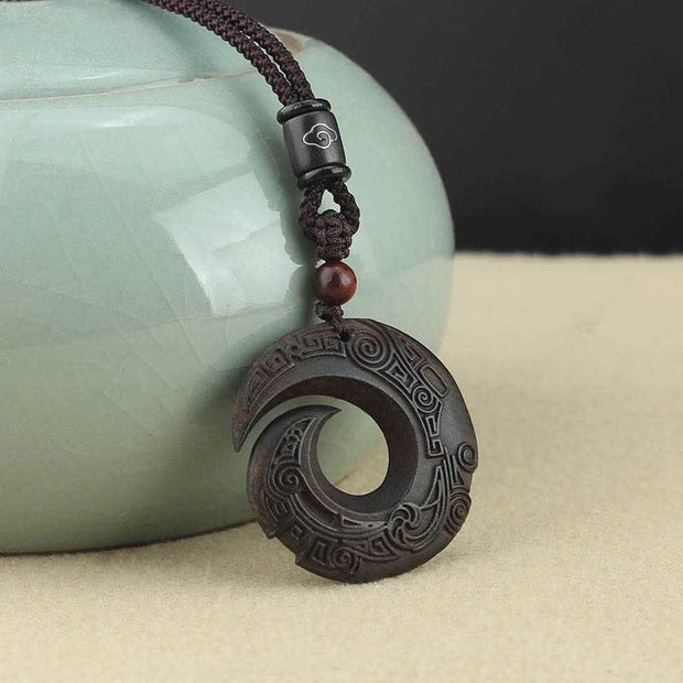 FREE Today: One's Luck Improves Design Ebony Wood Sandalwood Necklace Pendant