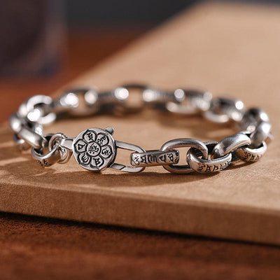Buddha Stones 925 Sterling Silver Six True Words Wisdom Calm Bracelet (Extra 30% Off | USE CODE: FS30) - 21cm fit for Wrist Circumference 19-20cm - image 0
