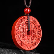 FREE Today: Protect Safety Natural Cinnabar Mountain Ghosts Spend Money Bagua Necklace Pendant