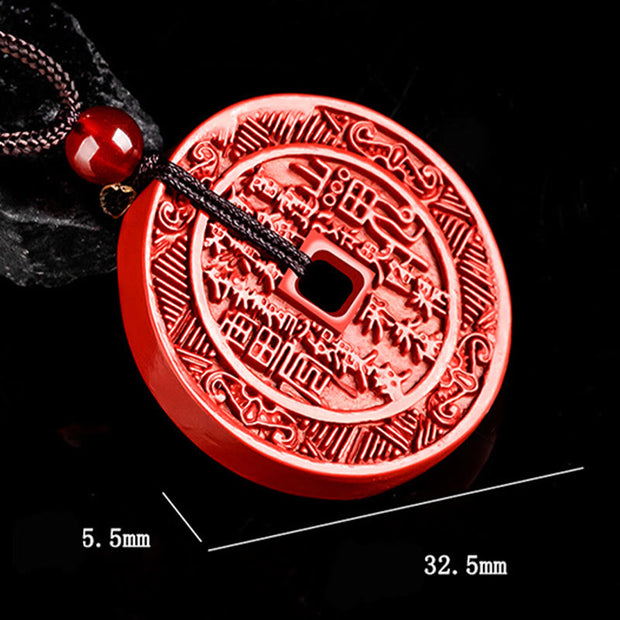 FREE Today: Protect Safety Natural Cinnabar Mountain Ghosts Spend Money Bagua Necklace Pendant