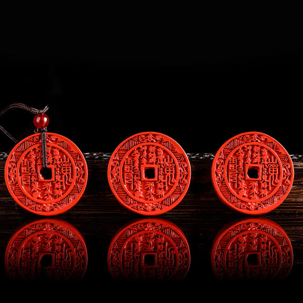 FREE Today: Protect Safety Natural Cinnabar Mountain Ghosts Spend Money Bagua Necklace Pendant