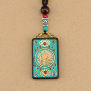 FREE Today: Attracting Wealth Tibet God Of Wealth Money Tree Golden Phoenix Thangka Ebony Necklace Pendant