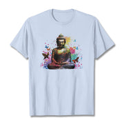 Buddha Stones Colorful Butterfly Flying Meditation Buddha Tee T-shirt